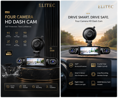 ELITEC 360° Quad Camera Dash Cam – Full HD Protection