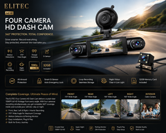 ELITEC 360° Quad Camera Dash Cam – Full HD Protection