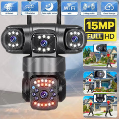 WiFi IP Camera Outdoor 15MP 8K Triple Lenses