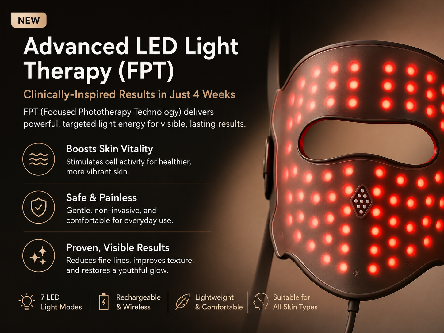 Elitec Professional 3-D Silicone LED Facial Mask