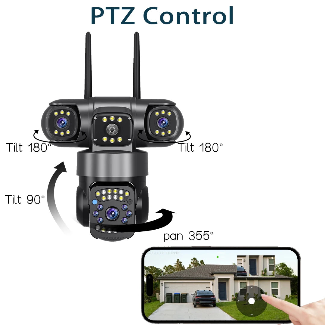 WiFi IP Camera Outdoor 15MP 8K Triple Lenses