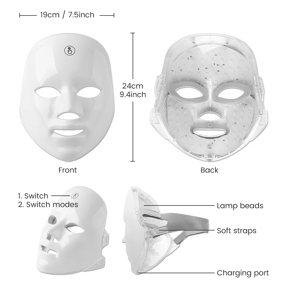 Rechargeable Facial LED Mask 7 Colors