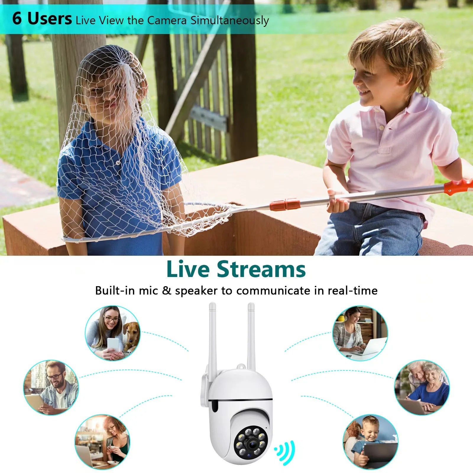 V360pro 2.4G WiFi Security Camera camera 1080P FHD PTZ Security Camera with Two-Way Audio, Night Vision & 4X Zoom
