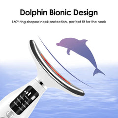 جهاز تجميل الوجه والرقبة بإضاءة LED بـ 7 ألوان، جهاز تدليك اهتزازي لتحسين خطوط الرقبة، للاستخدام المنزلي، جهاز شد الوجه بـ 7 أوضاع و3 مستويات