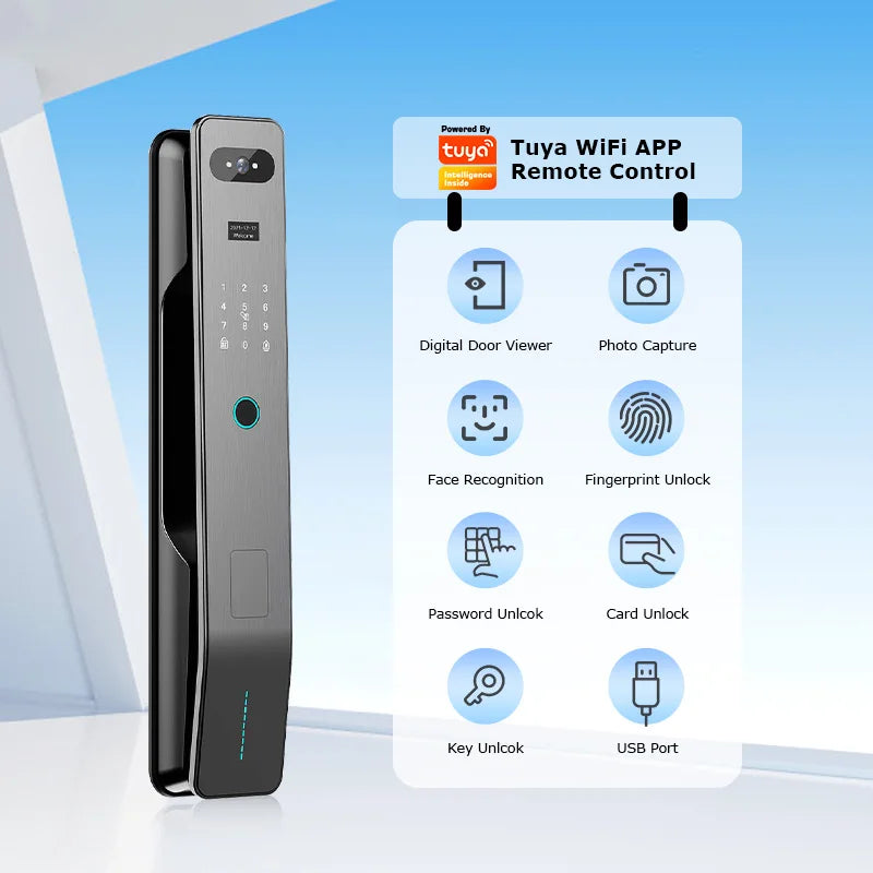 Tuya WiFi 3D Face Recognition Digital Door Lock
