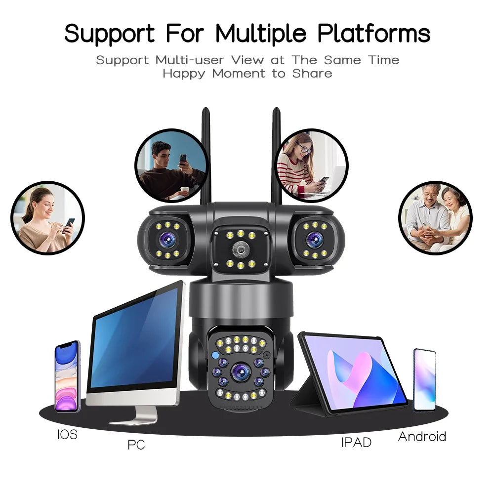 WiFi IP Camera Outdoor 15MP 8K Triple Lenses