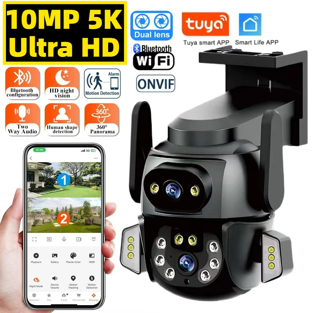 5K 10MP  Tuya Dual Lens PTZ WIFI Camera