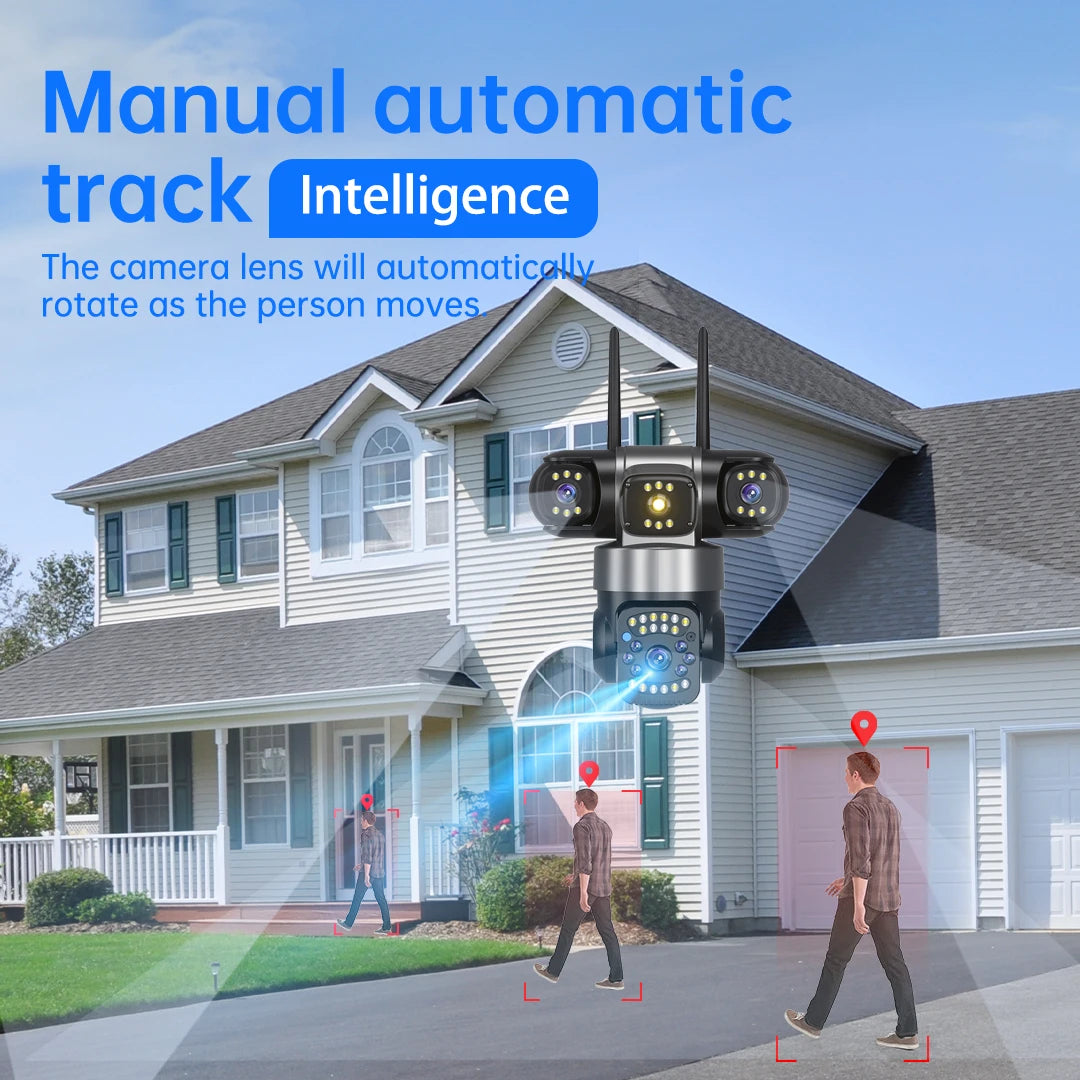 WiFi IP Camera Outdoor 15MP 8K Triple Lenses