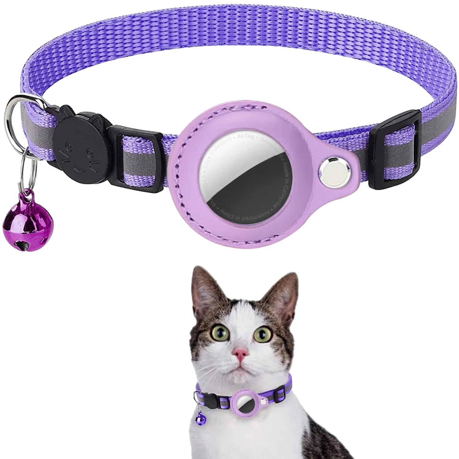 Cat AirTag Holder Collar Breakaway Reflective Strips