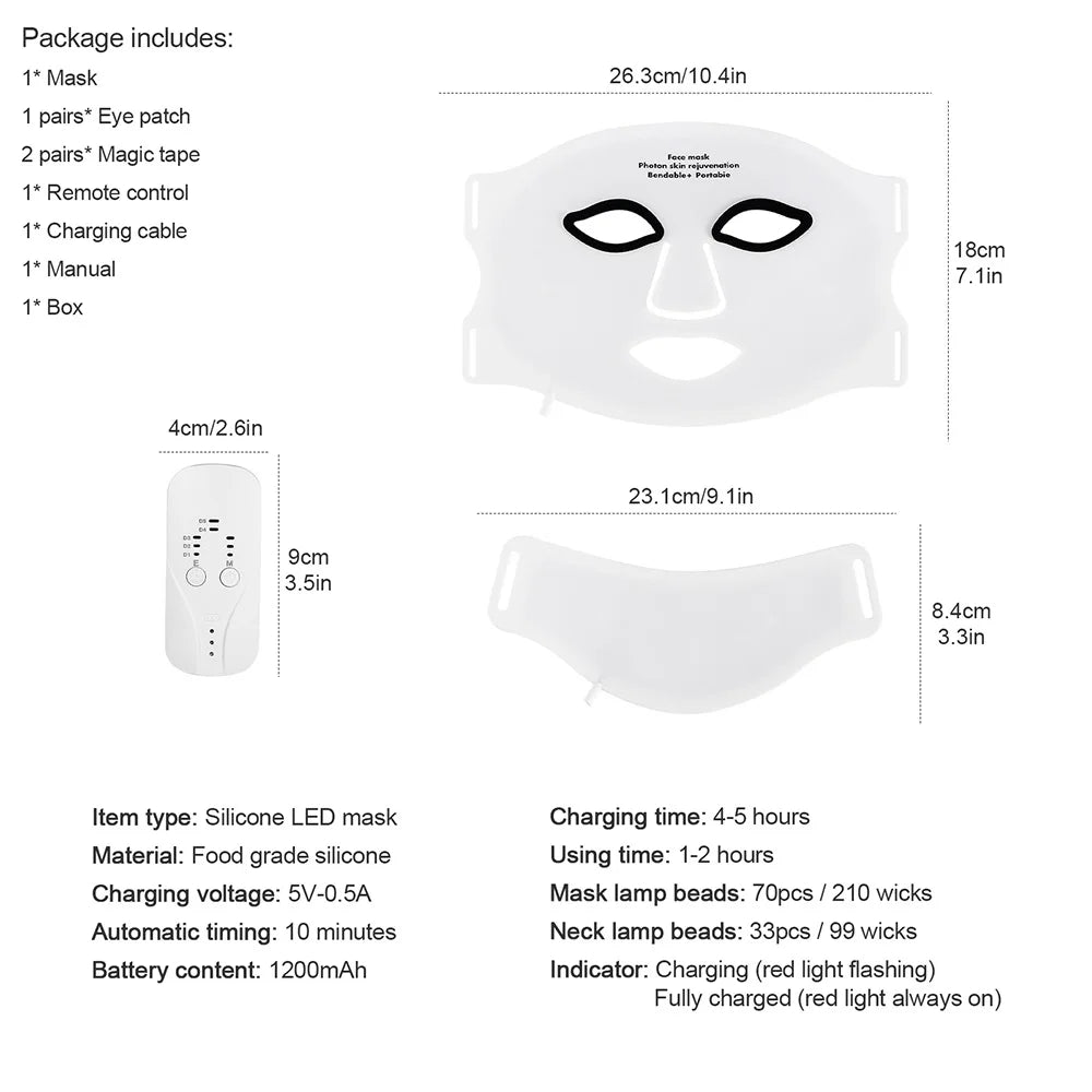 Safe Silicone Red LED Face Mask Beauty Skin