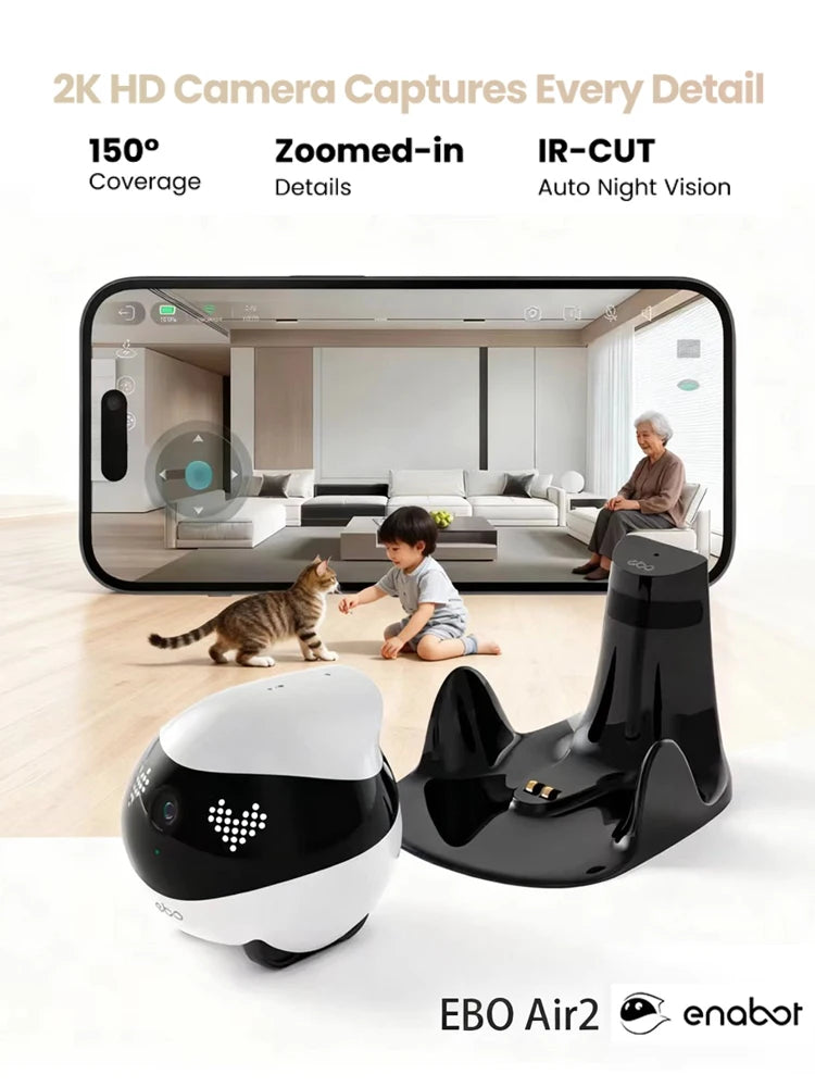 Enabot EBO AIR 2 Companion Robot 2K Home Security Pet Camera