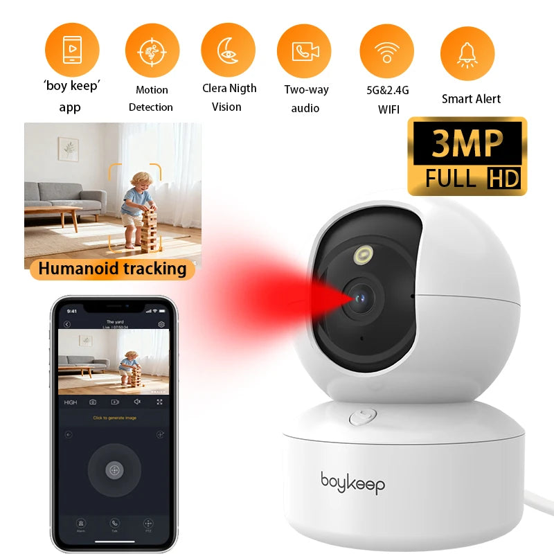 Boykeep 3MP Pet Camera with Phone App