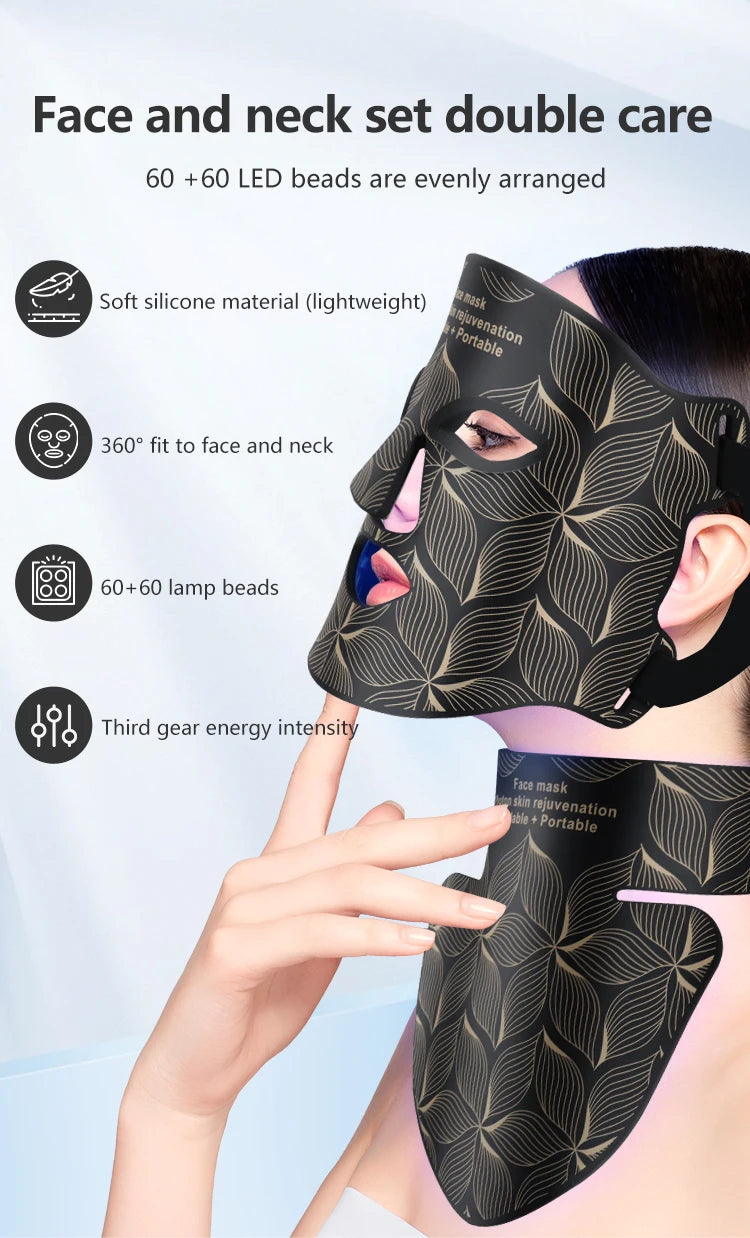8 Colors LED Face Mask with Neck Near Infrared
