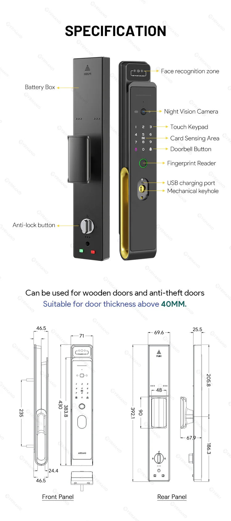 YRHAND Ttlock WiFi 3D Face Recognition