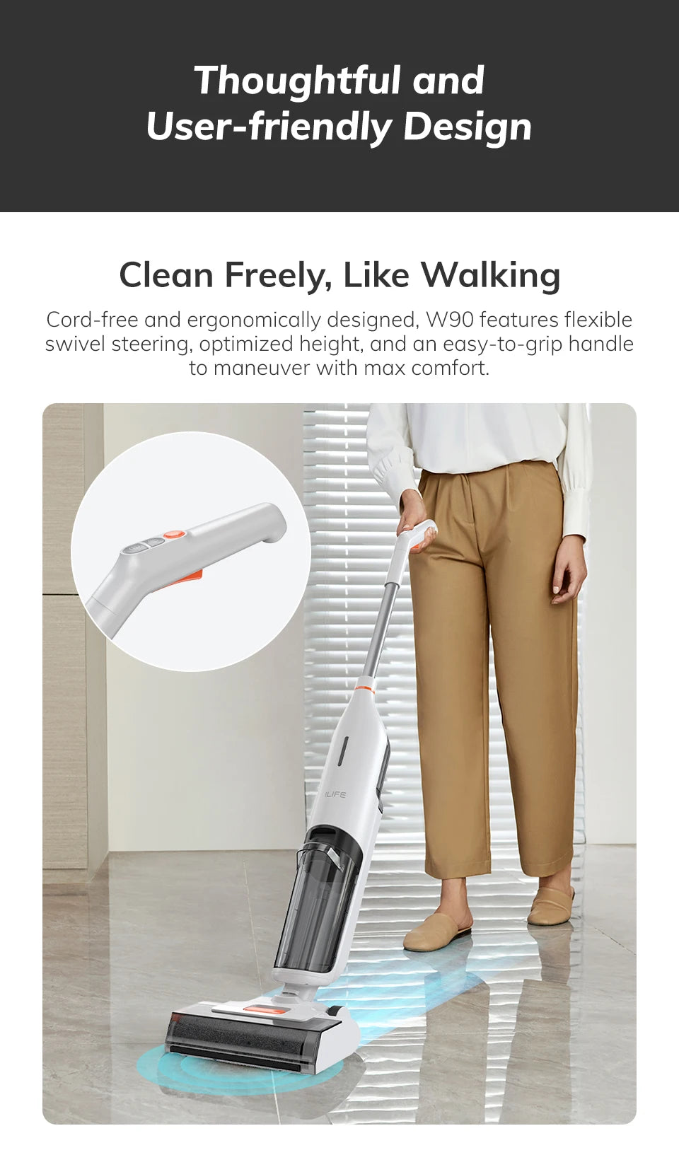ILIFE W90 Cordless Wireless Wet Dry Cleaning