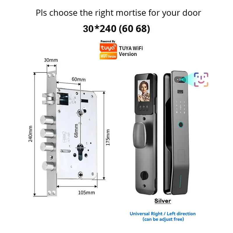 Tuya WiFi 3D Face Recognition Digital Door Lock