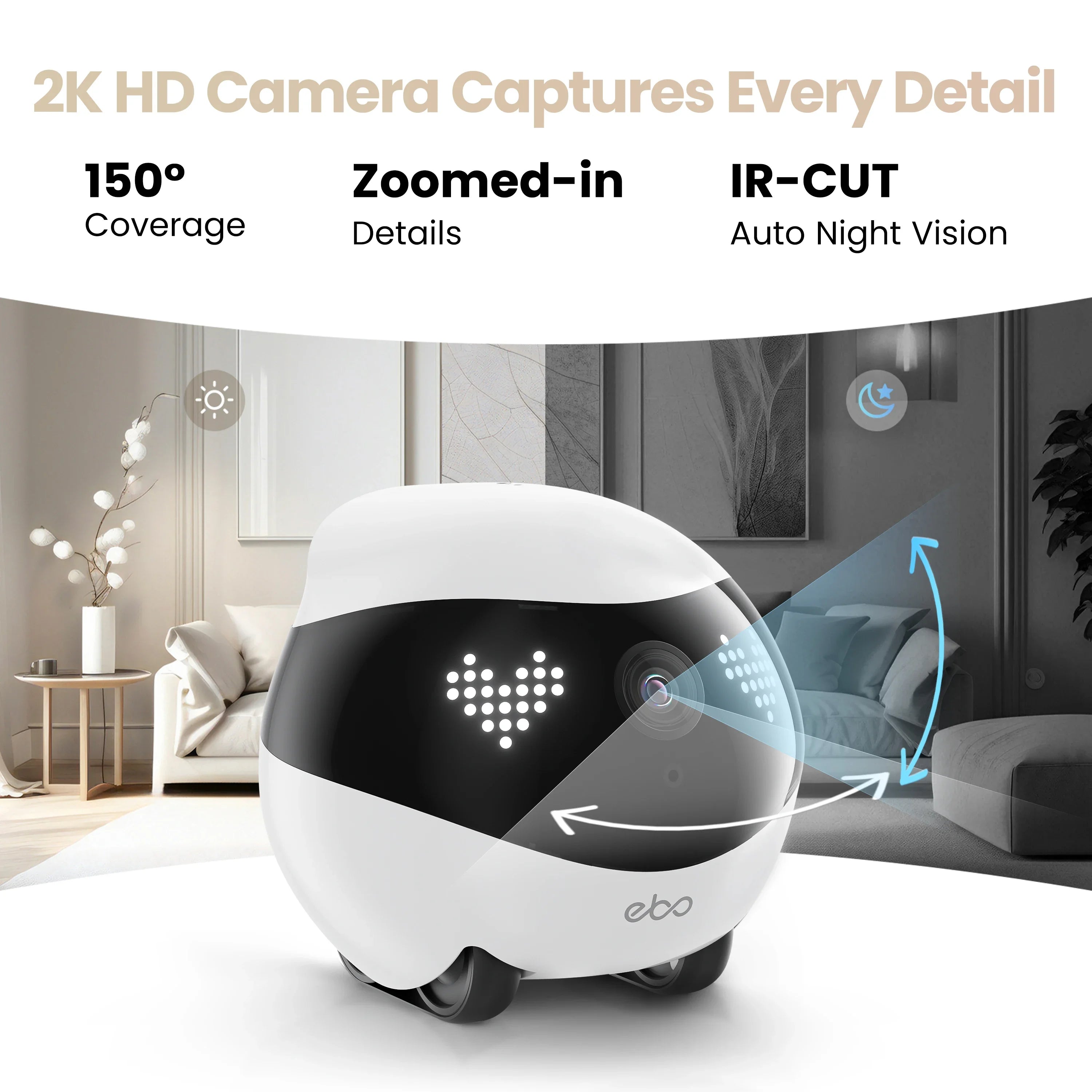 Enabot EBO AIR 2 Companion Robot 2K Home Security Pet Camera