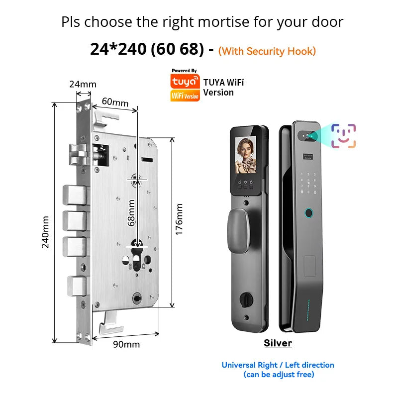 Tuya WiFi 3D Face Recognition Digital Door Lock