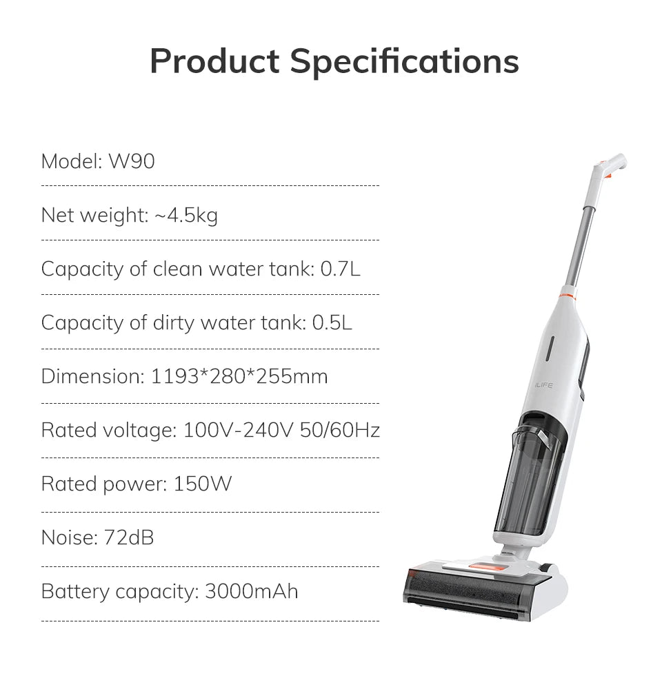 ILIFE W90 Cordless Wireless Wet Dry Cleaning