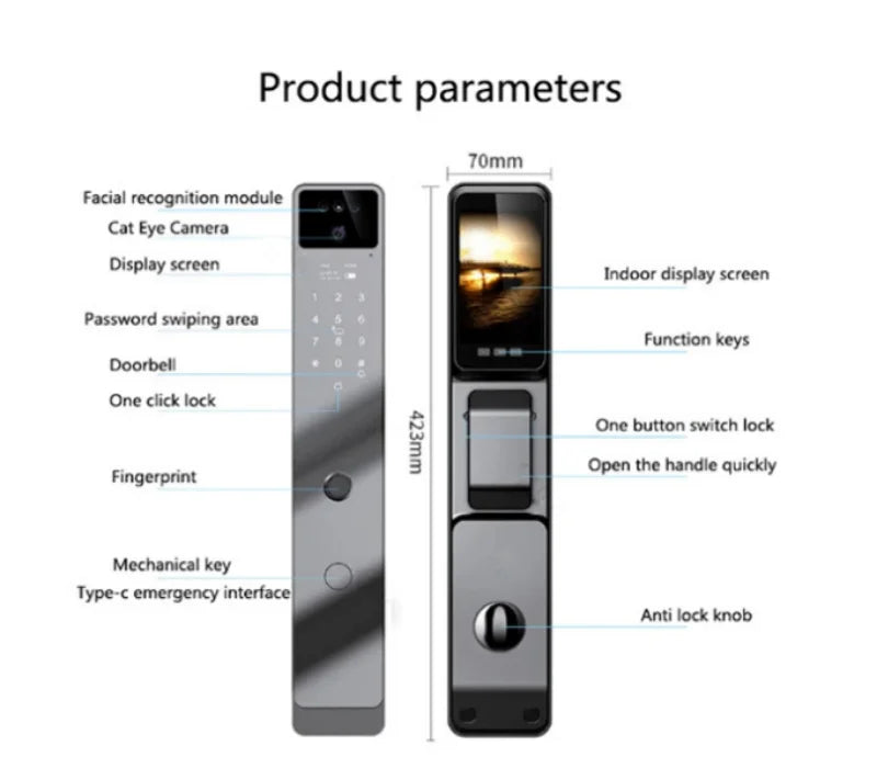 3D Face Recognition Smart Door Lock WiFi