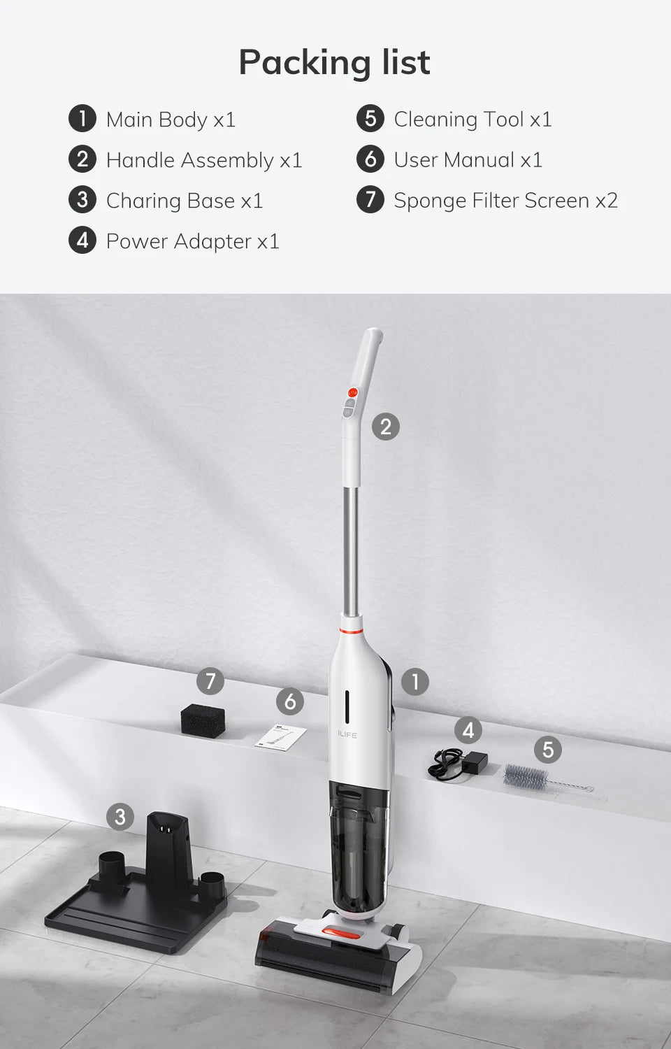 ILIFE W90 Cordless Wireless Wet Dry Cleaning
