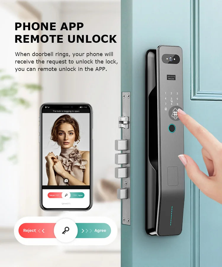 Tuya WiFi 3D Face Recognition Digital Door Lock