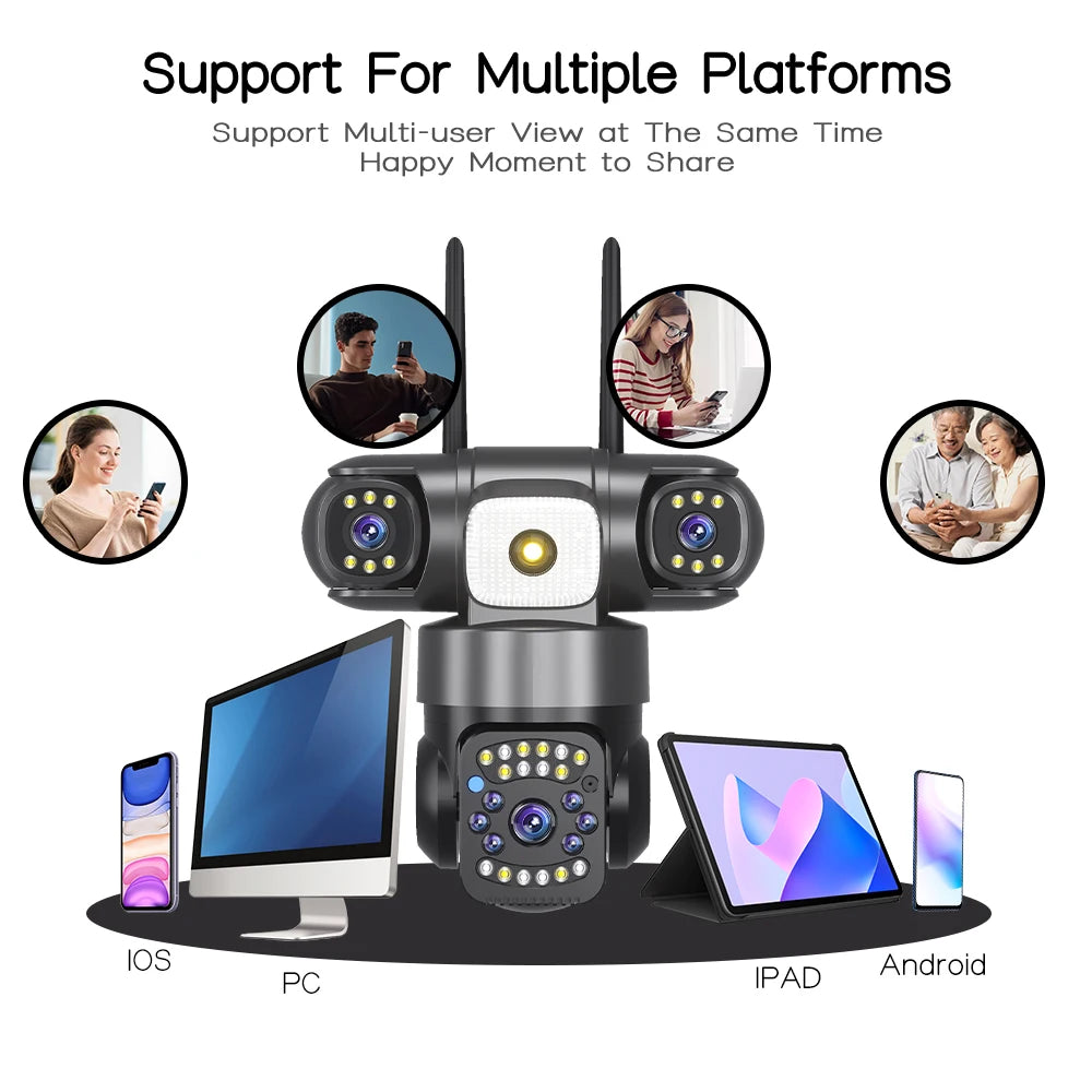 WiFi IP Camera Outdoor 15MP 8K Triple Lenses