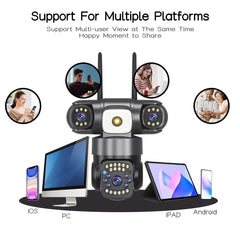 WiFi IP Camera Outdoor 15MP 8K Triple Lenses