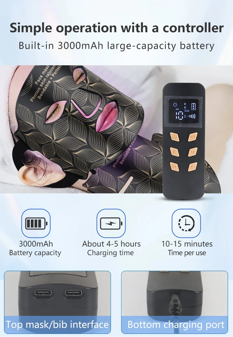 8 Colors LED Face Mask with Neck Near Infrared