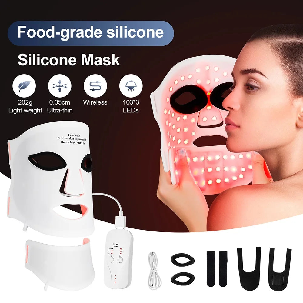Safe Silicone Red LED Face Mask Beauty Skin
