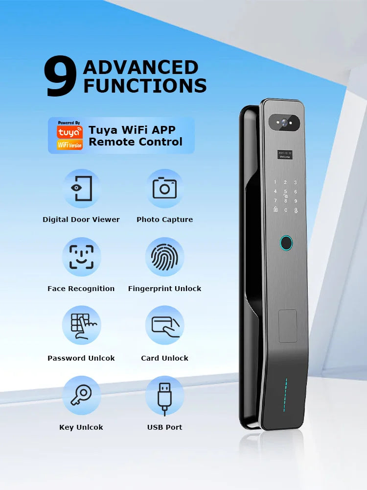 Tuya WiFi 3D Face Recognition Digital Door Lock
