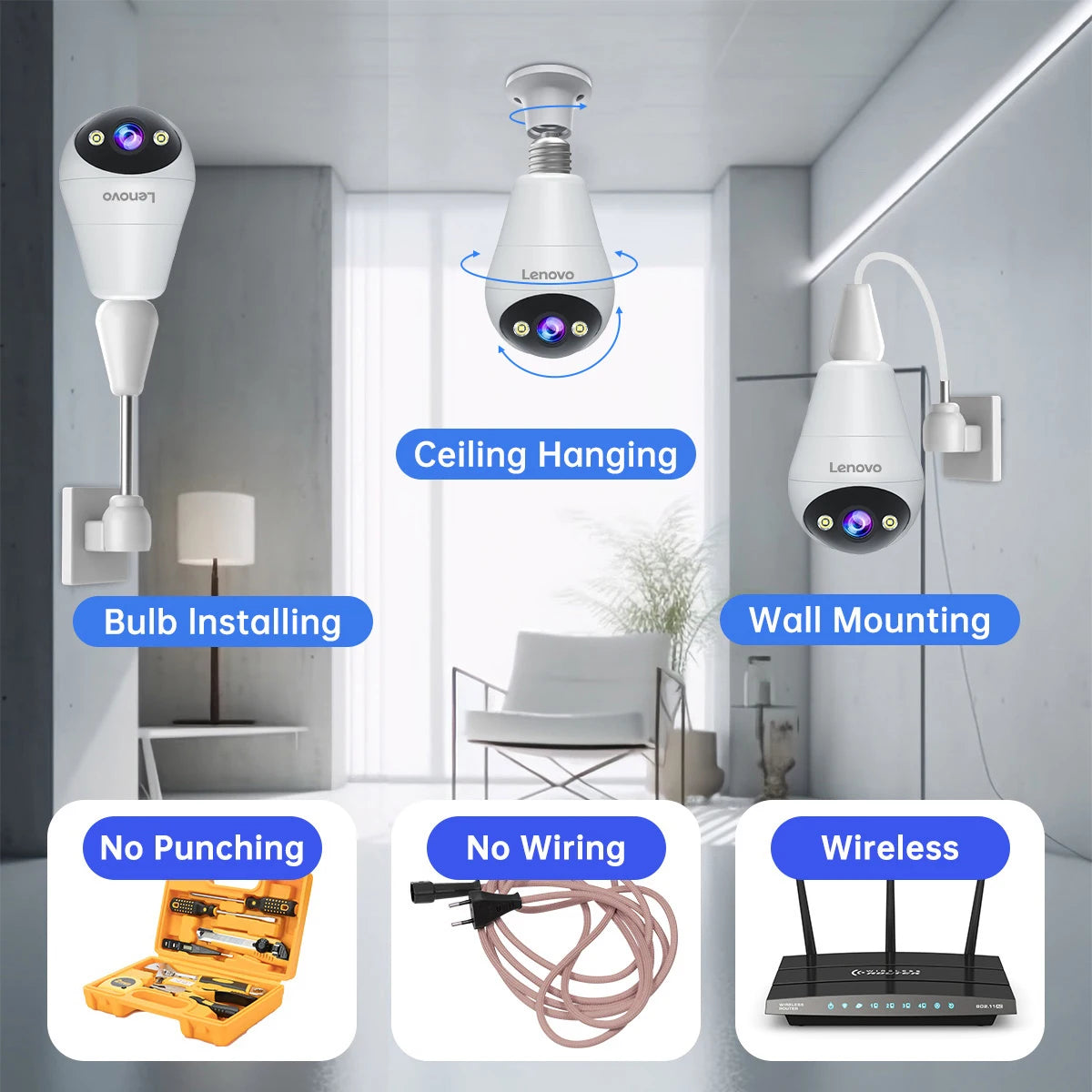 Lenovo E27 Bulb Camera 1080P WiFi Surveillance