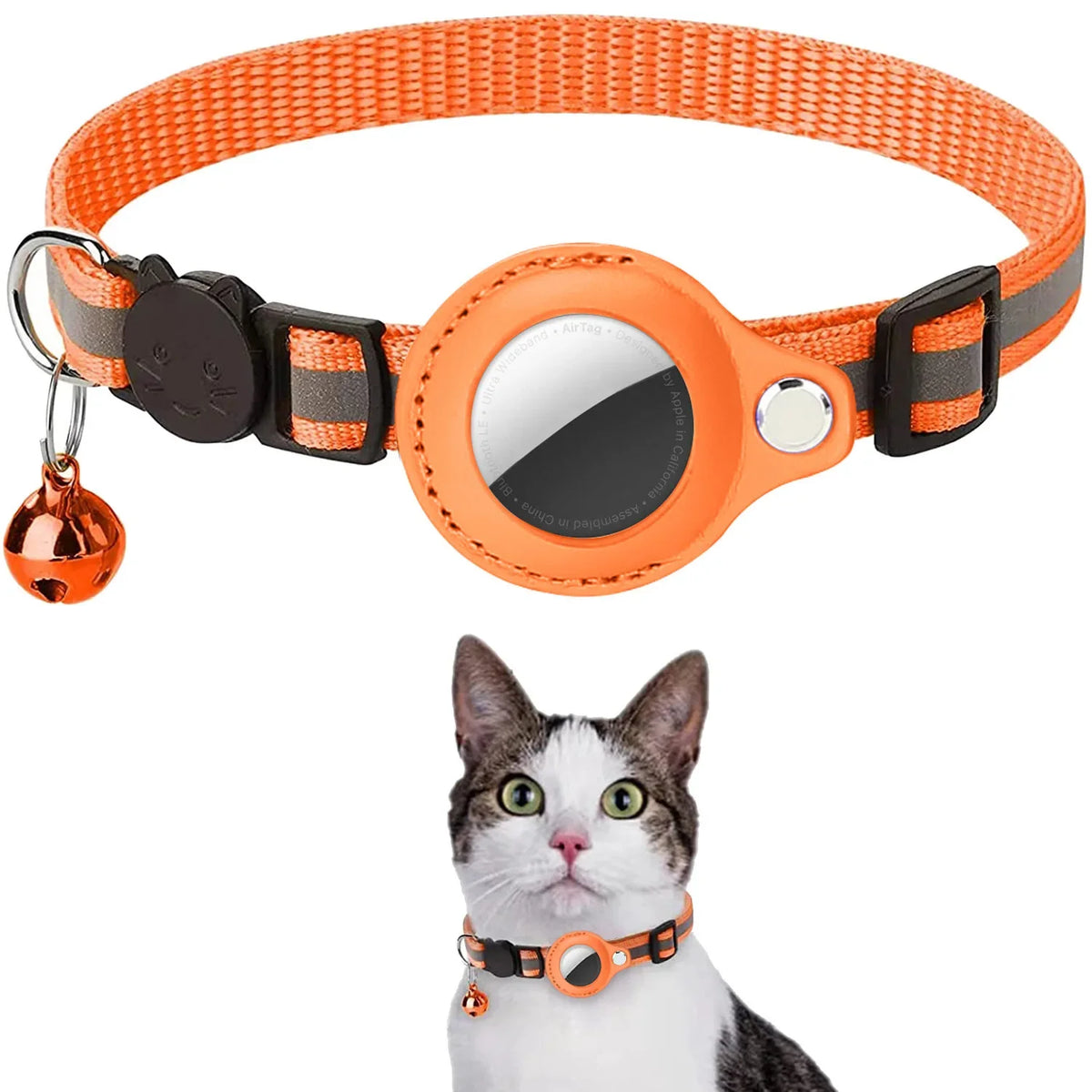 Cat AirTag Holder Collar Breakaway Reflective Strips