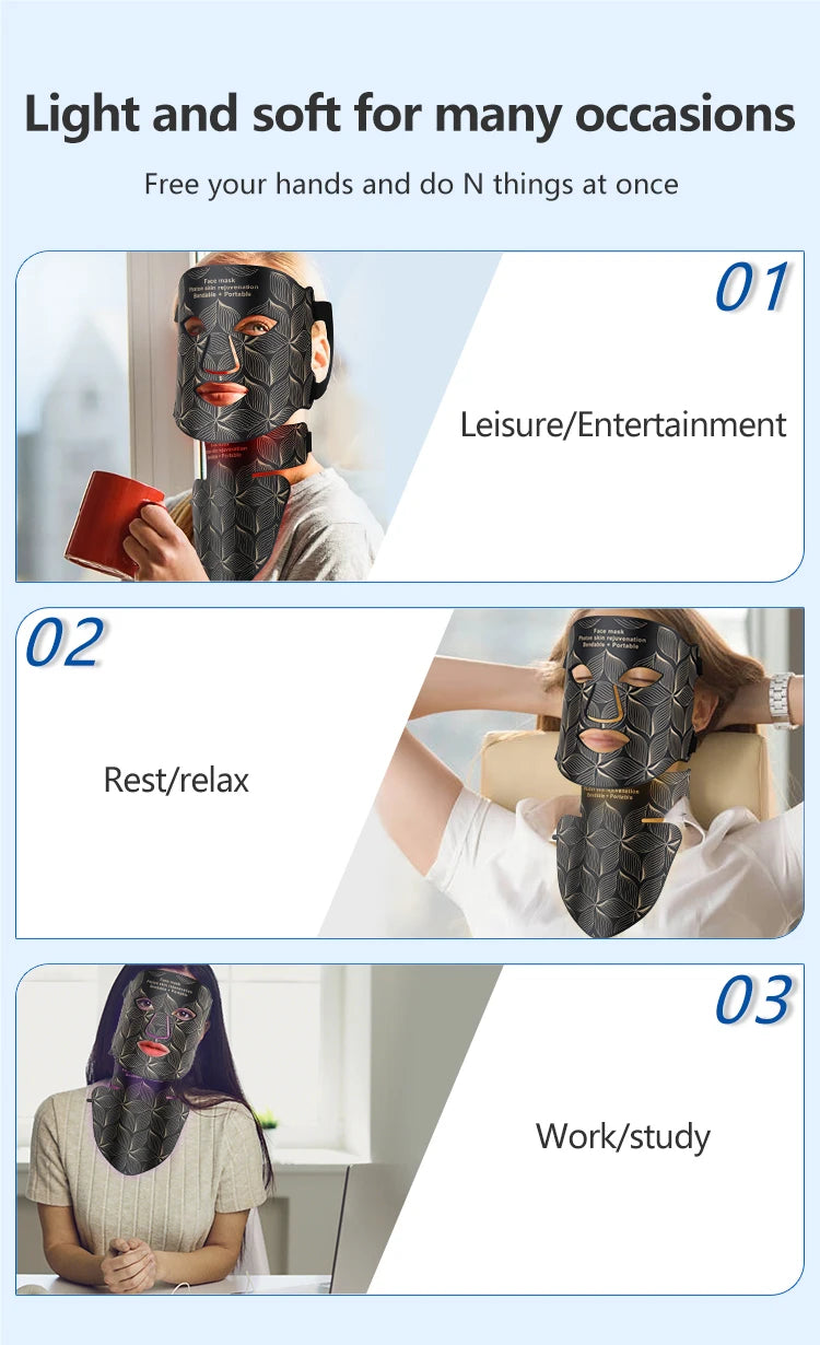 8 Colors LED Face Mask with Neck Near Infrared