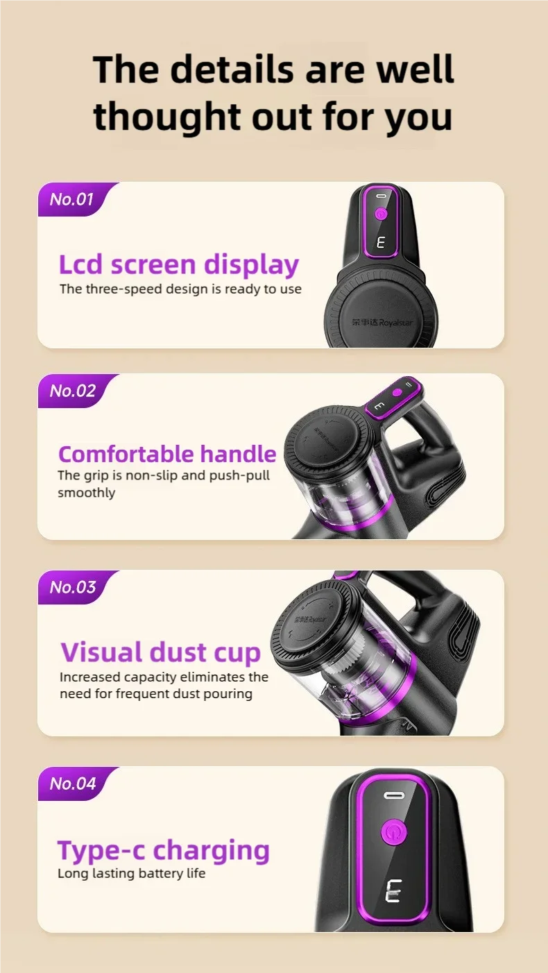 TINSOL 35000PA Cordless Vacuum Cleaner Vacuuming