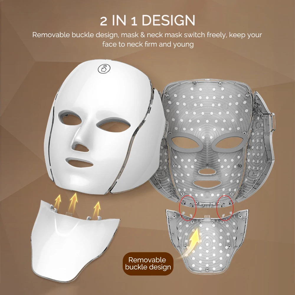 LED Facial Mask with Neck 7 Colors Light