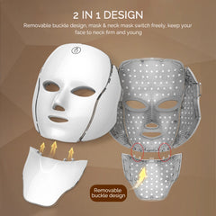 LED Facial Mask with Neck 7 Colors Light