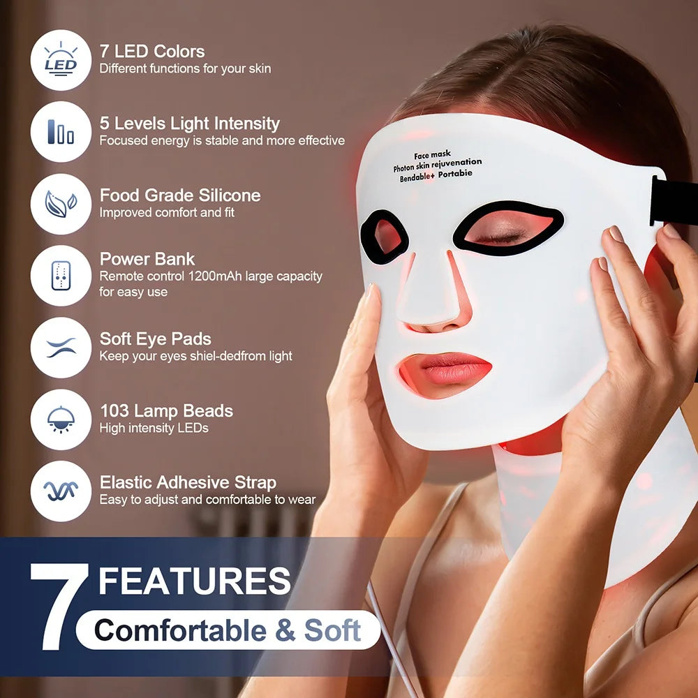 Safe Silicone Red LED Face Mask Beauty Skin