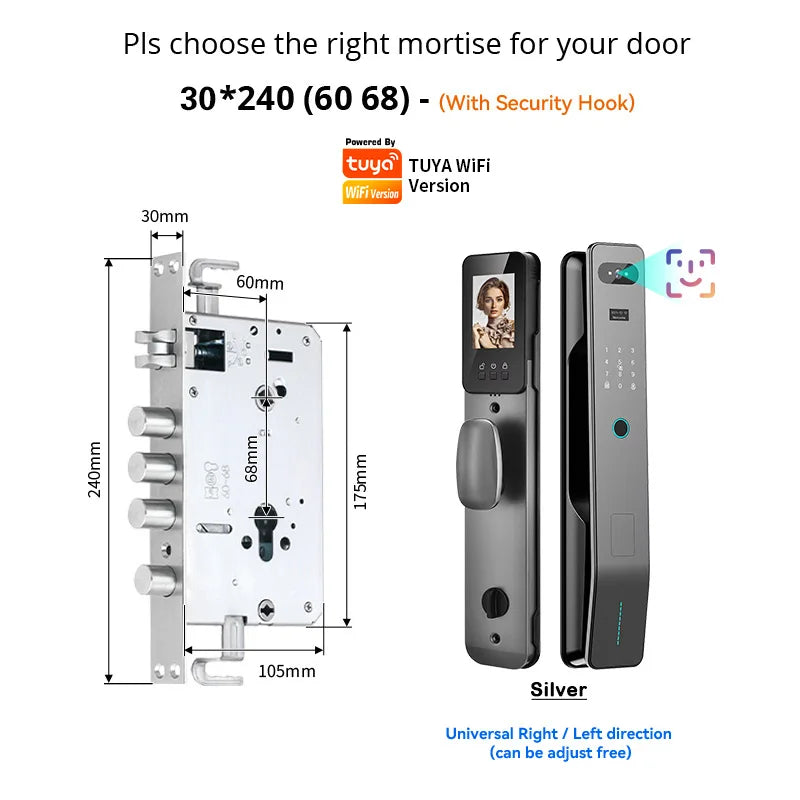Tuya WiFi 3D Face Recognition Digital Door Lock