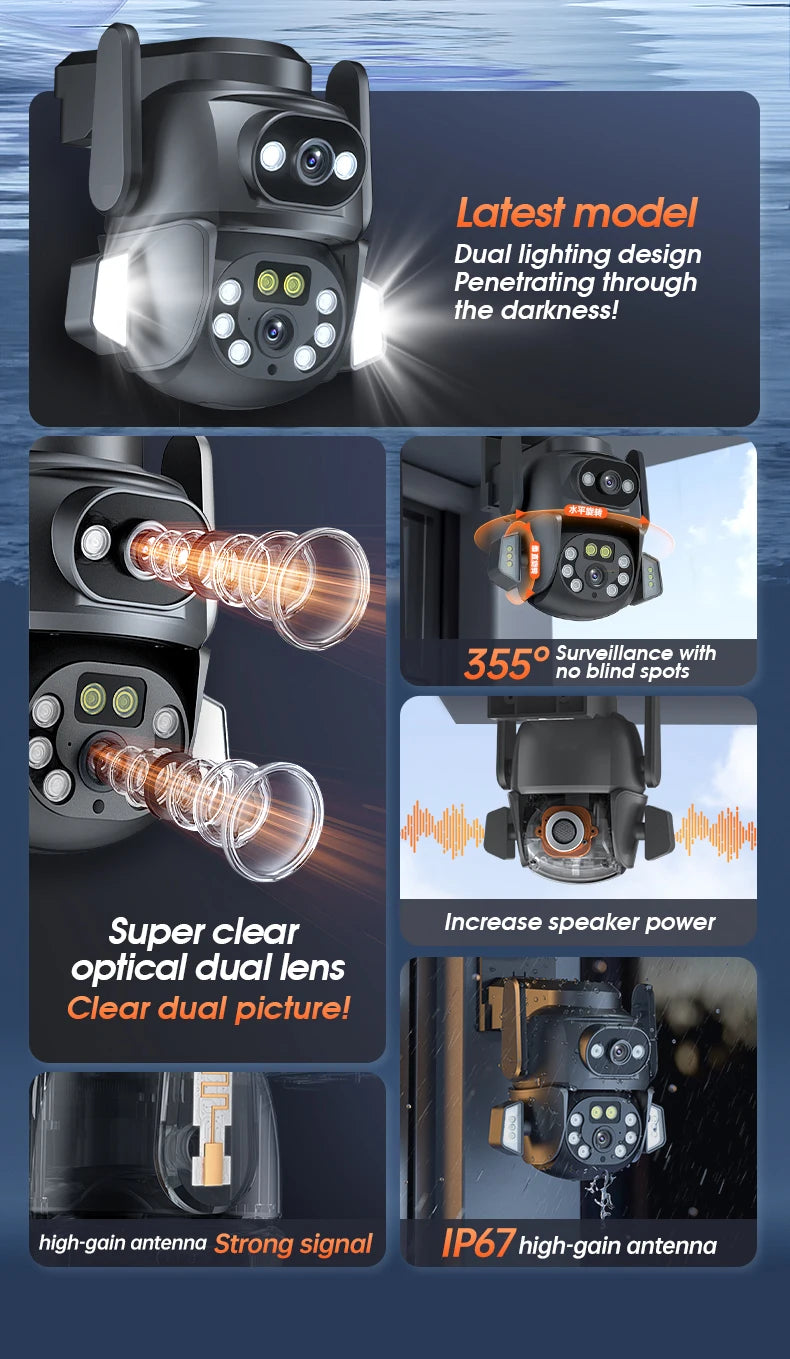 5K 10MP  Tuya Dual Lens PTZ WIFI Camera