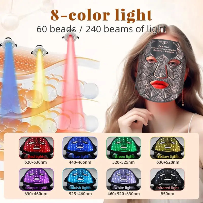 8 Colors LED Face Mask with Neck Near Infrared