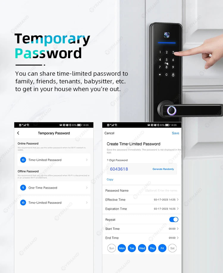 YRHAND Tuya Wifi Camera Video Intercom Lock App Remote