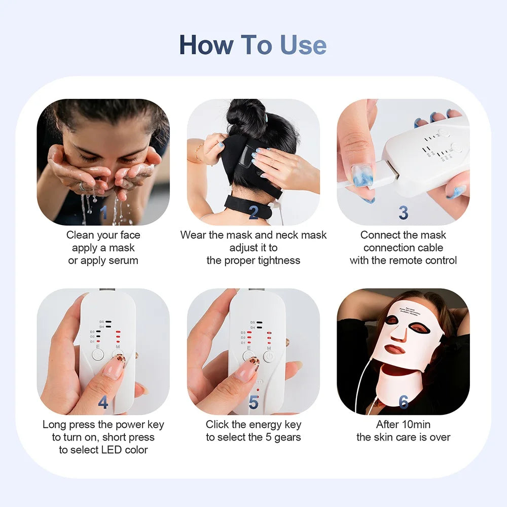 Safe Silicone Red LED Face Mask Beauty Skin