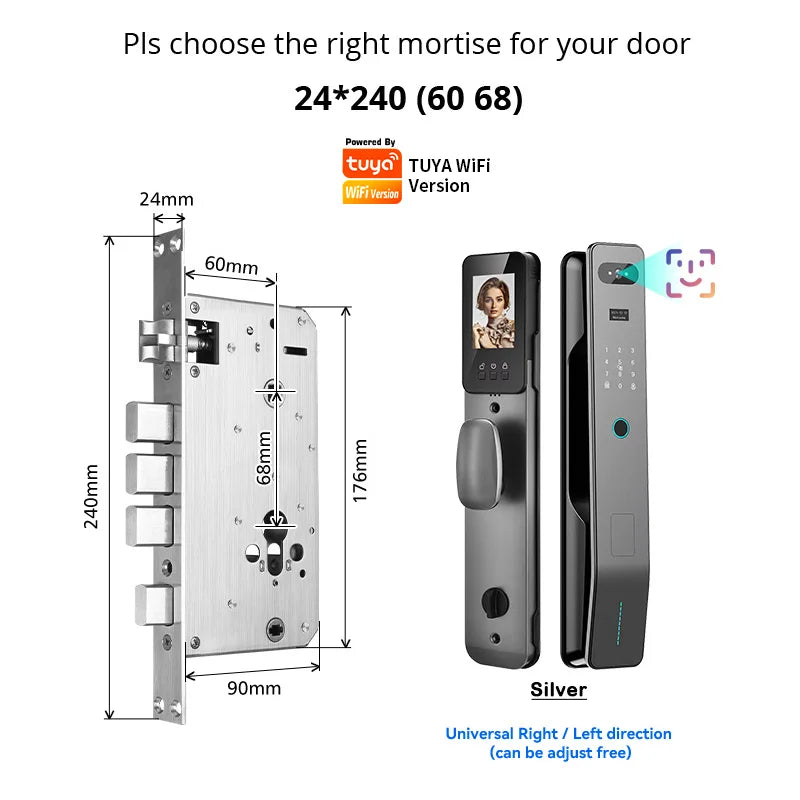 Tuya WiFi 3D Face Recognition Digital Door Lock