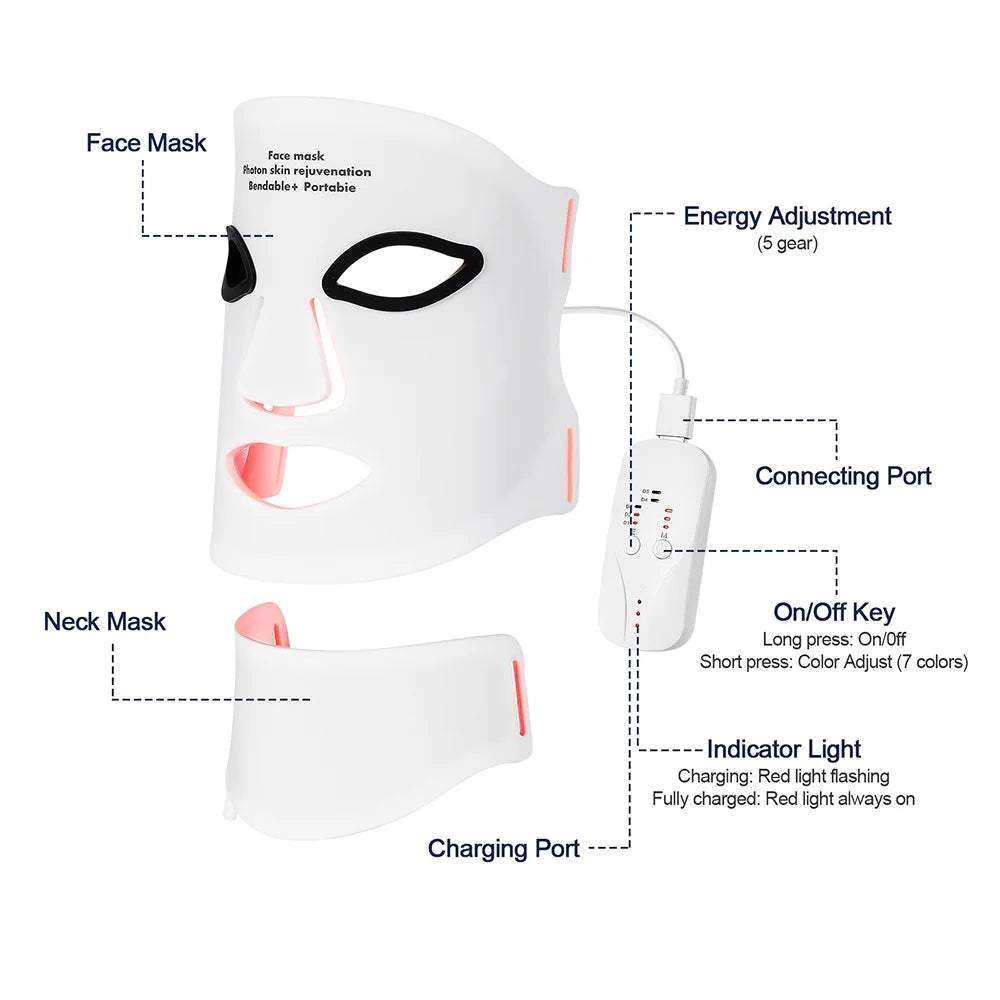 Safe Silicone Red LED Face Mask Beauty Skin
