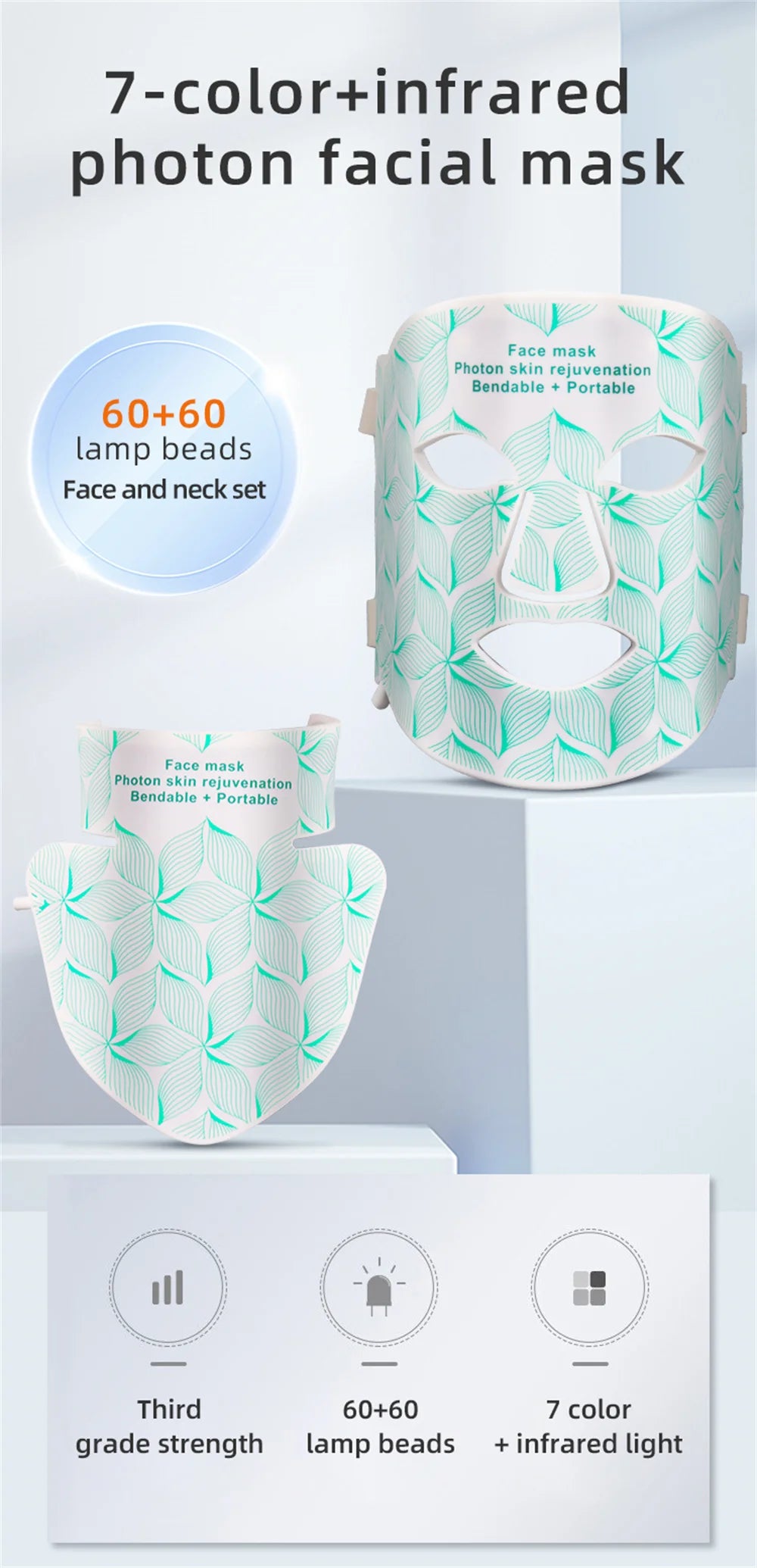 LED 8 Colors Face Mask and Neck Red Light