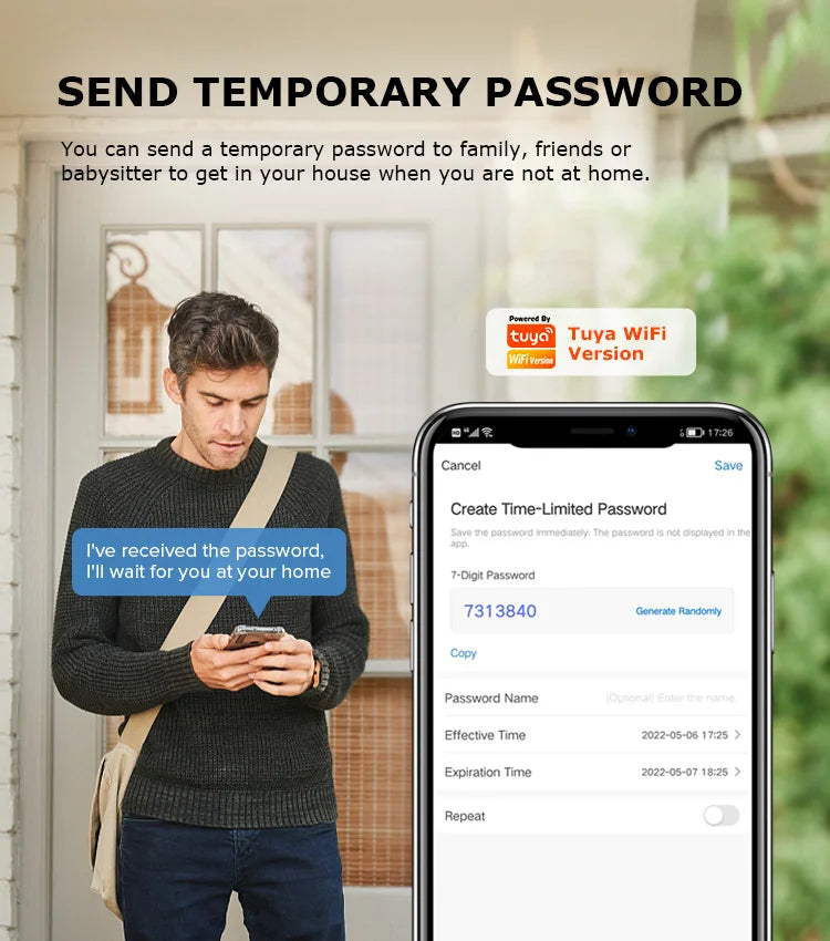 Tuya WiFi 3D Face Recognition Digital Door Lock