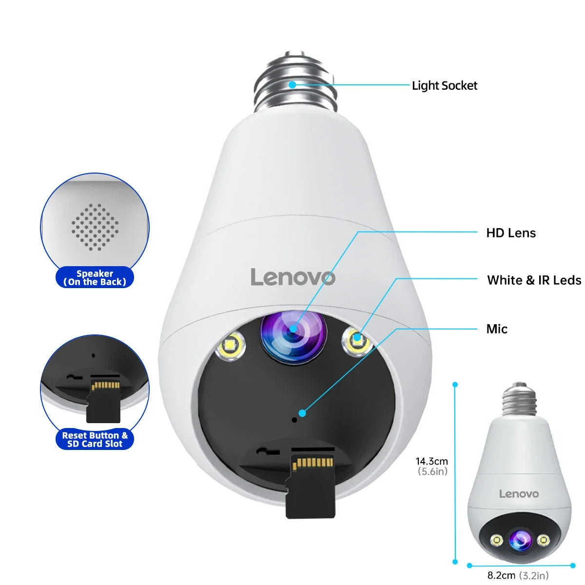 Lenovo E27 Bulb Camera 1080P WiFi Surveillance